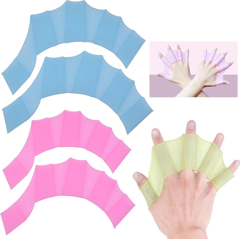 SquEqu 3 Pair Swim Paddles Hand Swim Fins Booster Swimming Training Hand Paddles Silicone Webbed Swimming Training Swim Gloves for Snorkeling Scuba Lap Flipping Water Resistance Water Aerobics - Image 4